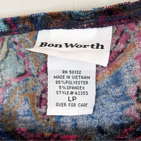 Y2K BONWORTH Burnout Velvet Paisley Jewel Tone Top Whimsigoth Fairy Grunge Sz LP - Picture 2 of 12
